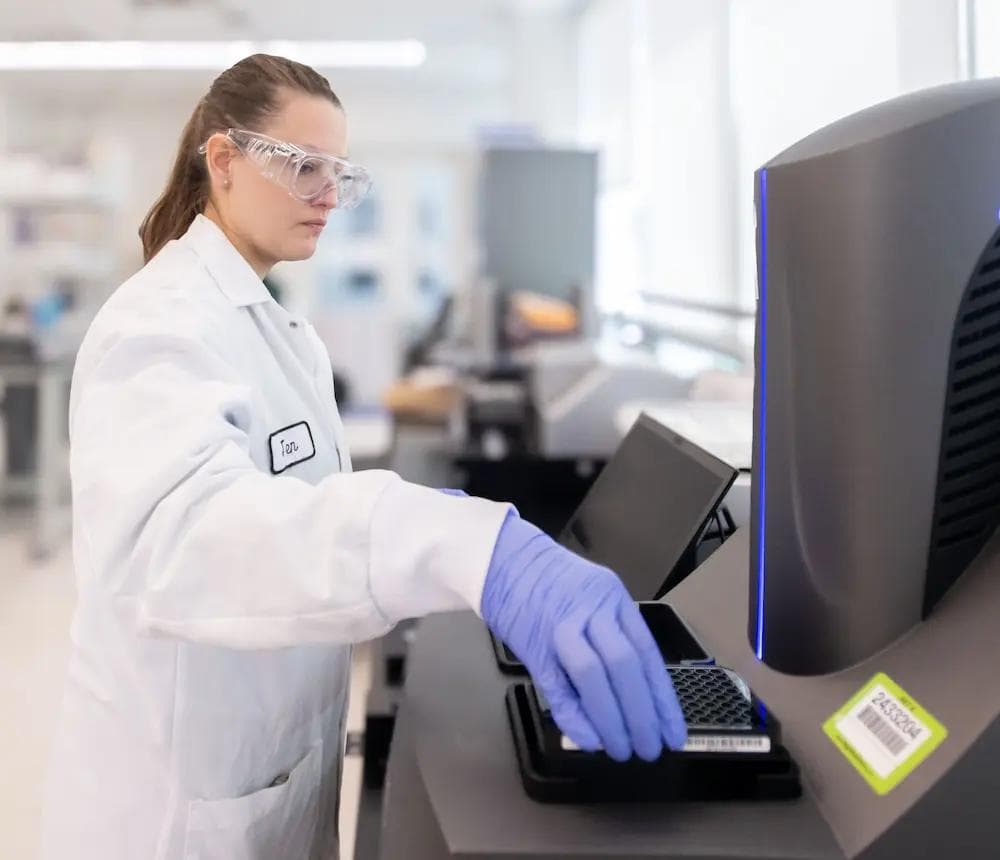 Scientist with computer